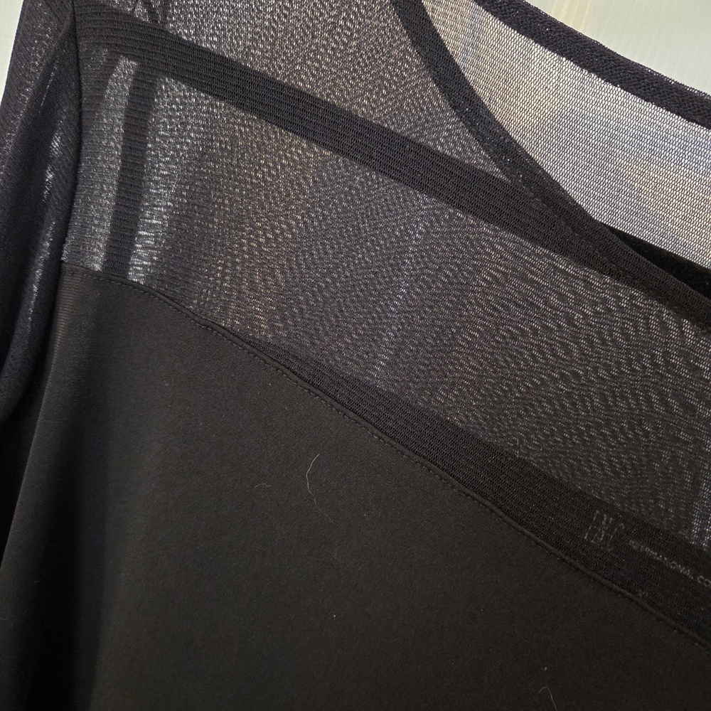 INC International Concepts Sheer Sleeve Black Top - Picture 2 of 4